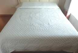 Amish-Inspired Star & Floral Wholecloth Quilt, Hand Quilted 6-8 Spi, Solid Cotton Heirloom Bedspread, Custom Made To Order, Queen-Cal King - thumbnail 1