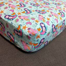 Mermaid Crib Sheet Cotton Or Flannel, Under The Sea Nursery - thumbnail 2