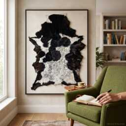 Genuine Black White Goat Skin Rug - Natural Animal Hide Throw, Rustic Decor - thumbnail 2