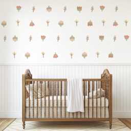 Boho Flower Wall Stickers For Nursery, Neutral Floral Decals, Retro Decor, Baby Room Stickers, Scandinavian Nursery Decor - thumbnail 3