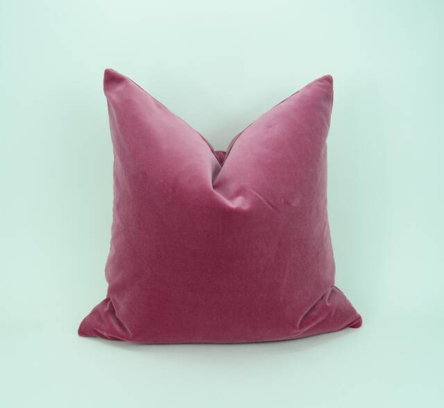 Rose Pink Velvet Pillow Cover, Heavyweight Cotton Cushion Case - image 1