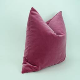 Rose Pink Velvet Pillow Cover, Heavyweight Cotton Cushion Case - thumbnail 2