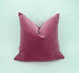 Rose Pink Velvet Pillow Cover, Heavyweight Cotton Cushion Case - thumbnail 1