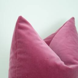 Rose Pink Velvet Pillow Cover, Heavyweight Cotton Cushion Case - thumbnail 3