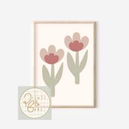 Set Of 3 Girls Goose, Personalised Initial & Wildflower Prints - Unframed - thumbnail 3