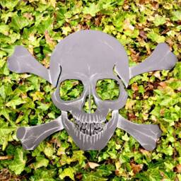 Hand Engraved Steel Skull & Crossbones Pirate Flag - Metal Wall Art - thumbnail 2