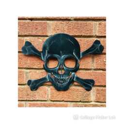 Hand Engraved Steel Skull & Crossbones Pirate Flag - Metal Wall Art - thumbnail 1