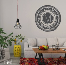 Boho Mandala Wall Decal Monogram - Vinyl Art Custom Home Decor - thumbnail 1