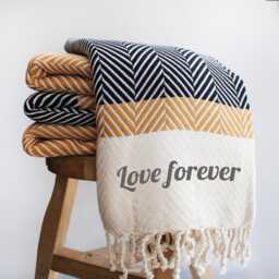 Personalized Handwoven Cotton Throw Blanket Herringbone Sofa Throw, 2nd Anniversary Gift, Nanny Gift For Christmas - thumbnail 3
