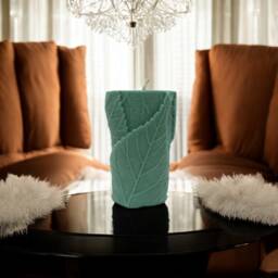 Pillar Candle, Leaf Tree Nature Soy Shaped Candles, Natural Rustic Woodland Candles - thumbnail 2