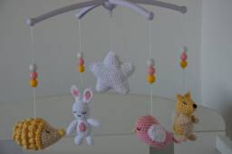 Baby Mobile With Forest Animals, Bird, Bunny, Squirrel, Hedgehog, Crib Mobile, Girl Nursery Decor, Nursery - thumbnail 1
