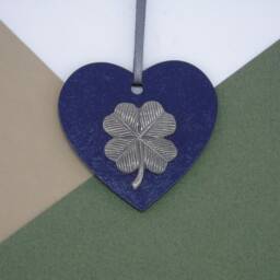 Four Leaf Clover Wooden Heart Decoration - Good Luck Charm Christmas Tree Decoration- Unique Gift - thumbnail 3