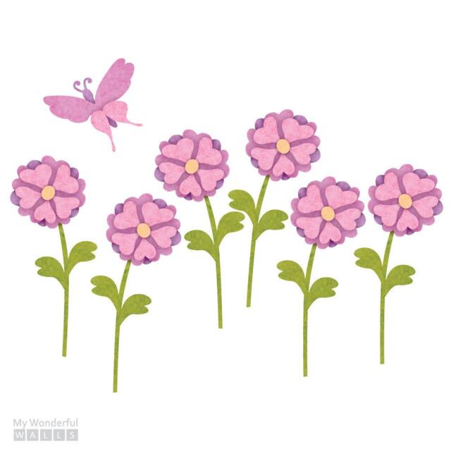 Daisy Flowers & Butterfly Wall Sticker Set For Girls Room - Sku109-Stick-17 - image 1