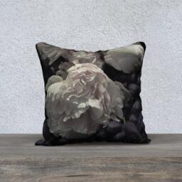 Velvet Pillow Peonies Throw Pillow, Old Masters, Velvet Boho Cushion, Flowers, 18x18In Or 22x22In, Decorative Bed Gift - thumbnail 2