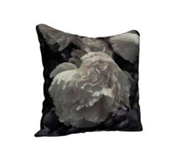 Velvet Pillow Peonies Throw Pillow, Old Masters, Velvet Boho Cushion, Flowers, 18x18In Or 22x22In, Decorative Bed Gift - thumbnail 4