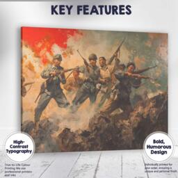 Dramatic Historical Battle Scene Soldiers With Rifles Oil Painting Canvas Wall Art Print Decor Picture Ready To Hang - thumbnail 1