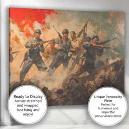 Dramatic Historical Battle Scene Soldiers With Rifles Oil Painting Canvas Wall Art Print Decor Picture Ready To Hang - thumbnail 3