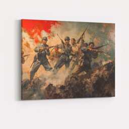 Dramatic Historical Battle Scene Soldiers With Rifles Oil Painting Canvas Wall Art Print Decor Picture Ready To Hang - thumbnail 4