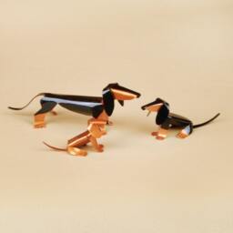 Dachshund Puppy Handmade Copper Sculpture, Collectible Miniature Art Figurine - thumbnail 4