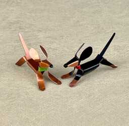 Dachshund Puppy Handmade Copper Sculpture, Collectible Miniature Art Figurine - thumbnail 1
