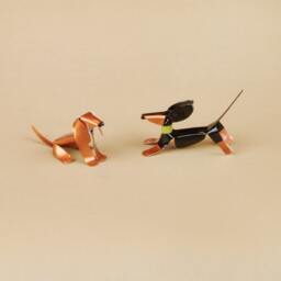 Dachshund Puppy Handmade Copper Sculpture, Collectible Miniature Art Figurine - thumbnail 3
