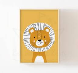 Children's Room Decoration Lion Poster, Personalized Name Safari Animals, Baby Shower Gift Idea - thumbnail 1