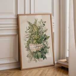 Dental Wall Art Print - Botanical Jaw Illustration Modern Dentist Office D??cor Anatomy Medical - thumbnail 1