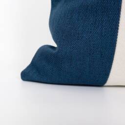 Colorblock Cushion Cover Suede Leather Navy Blue Cream Linen Scatter - thumbnail 2