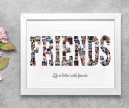 Personalized Photo Collage Print - Friends Picture Gift, Custom Wall Art, Friendship Keepsake - thumbnail 1