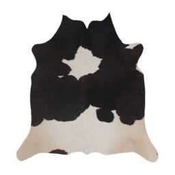 Authentic Black & White Cowhide Rug - Medium Natural Leather Skin For Elegant Interiors - 42x44 Inches - thumbnail 1