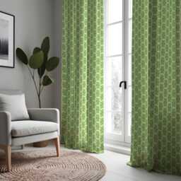 Green Botanical Curtains, Tropical Leaf Pattern Drapes, Custom Made Eyelet Or Rod Pocket Panels - thumbnail 4