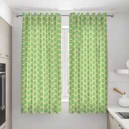 Green Botanical Curtains, Tropical Leaf Pattern Drapes, Custom Made Eyelet Or Rod Pocket Panels - thumbnail 3