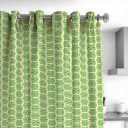 Green Botanical Curtains, Tropical Leaf Pattern Drapes, Custom Made Eyelet Or Rod Pocket Panels - thumbnail 2
