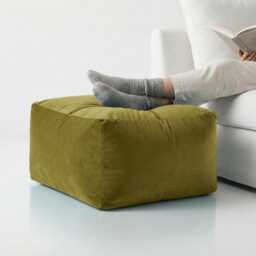 Sage Green Velvet Ottoman Beanbag Plush Rectangle Footstool Pouf