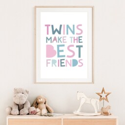 Twins Bedroom Prints, Wall Art, Playroom Sister & Brothers Girls Boys Decor - thumbnail 2