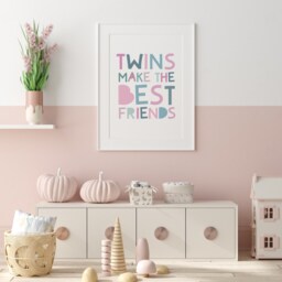 Twins Bedroom Prints, Wall Art, Playroom Sister & Brothers Girls Boys Decor - thumbnail 3