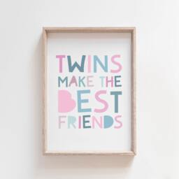 Twins Bedroom Prints, Wall Art, Playroom Sister & Brothers Girls Boys Decor - thumbnail 1