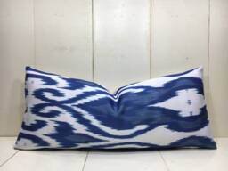 Silk Ikat Lumbar Pillow Cover, Handwoven Accent - 10x24 - thumbnail 1