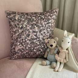 Pink Art Silk, Sequin Embroidered Circle & Dots Pattern, Modern Throw Pillow Cover/Euro Sham - Fairy Land - thumbnail 3