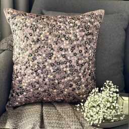 Pink Art Silk, Sequin Embroidered Circle & Dots Pattern, Modern Throw Pillow Cover/Euro Sham - Fairy Land - thumbnail 1
