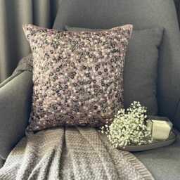 Pink Art Silk, Sequin Embroidered Circle & Dots Pattern, Modern Throw Pillow Cover/Euro Sham - Fairy Land - thumbnail 2