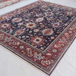 6'6x8'7 Ft Geometric Bidjar Rug, Fine Afghan Handmade Wool Navy Blue Oriental Tribal Area Living Room Bedroom Rug - thumbnail 2