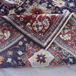 6'6x8'7 Ft Geometric Bidjar Rug, Fine Afghan Handmade Wool Navy Blue Oriental Tribal Area Living Room Bedroom Rug - thumbnail 4