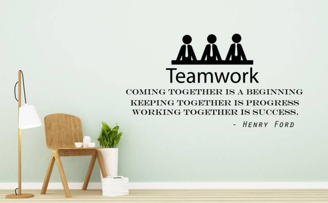 "Teamwork Wall Decals Quote Motivation Vinyl Stickers Henry Ford ""Coming Together Is A Beginning" - image 1