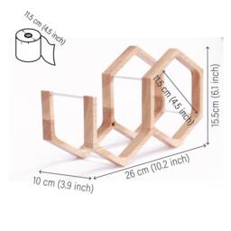 Toilet Roll Holder Wooden, Handmade Wall Mounted Storage, Unique Minimal Grey Rack - thumbnail 4