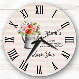 Mum Rustic Watering Can Flowers Personalised Gift Clock - thumbnail 1