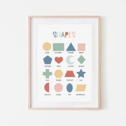 Rainbow Shapes Chart, Unframed Print, Classroom Decor, Educational Montessori Playroom Prints, Scandi Kids Art - thumbnail 3