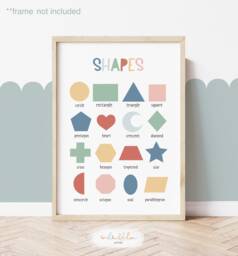 Rainbow Shapes Chart, Unframed Print, Classroom Decor, Educational Montessori Playroom Prints, Scandi Kids Art - thumbnail 1