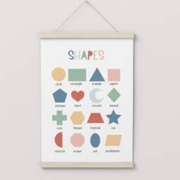 Rainbow Shapes Chart, Unframed Print, Classroom Decor, Educational Montessori Playroom Prints, Scandi Kids Art - thumbnail 2