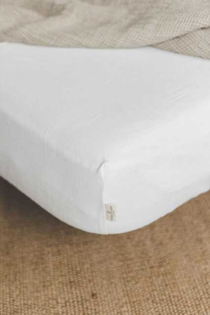Off-White Linen Fitted Sheet, Natural Bedding, Lightweight, Airy & Long-Lasting, Deep Pocket Mattress Cover For Relaxing Sleep - image 1